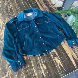 We The Free by FREE PEOPLE - Oversized Teal Corduroy Snap Jacket – Size SMALL